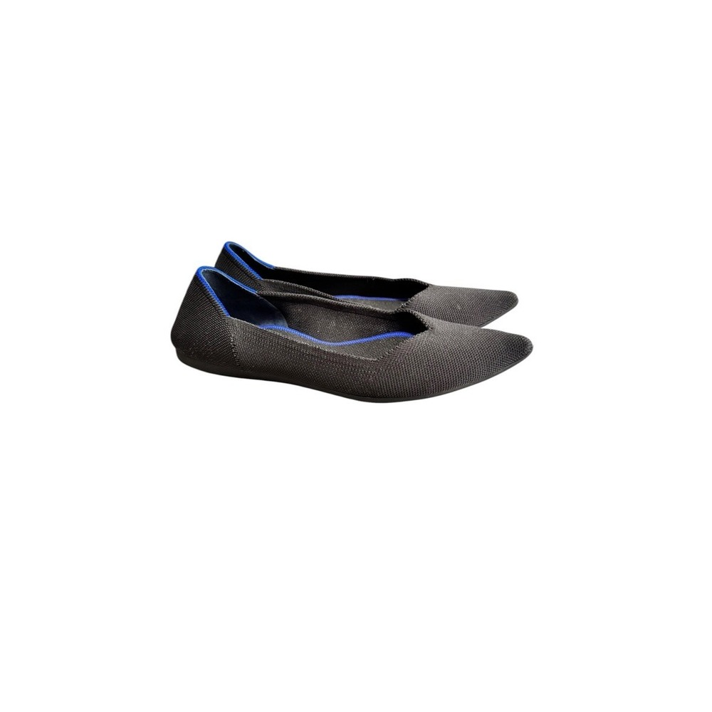 Rothys The Point‎ Black Pointed Toe Knit Flats Womens 8.5 Signature Blue Halo